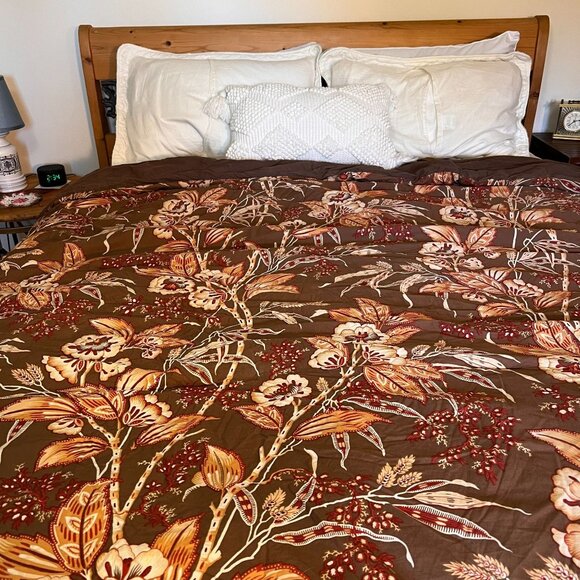 Martha Stewart Queen Size Floral Comforter Floral Print Comforter In Earthy Tone - Picture 1 of 14